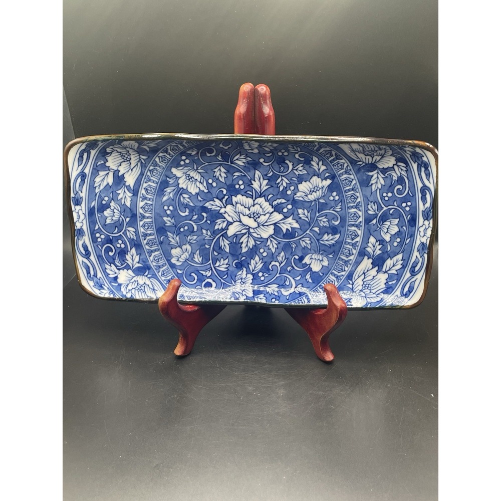 Vtg Blue And White Made In Japan Platter/sushi dish